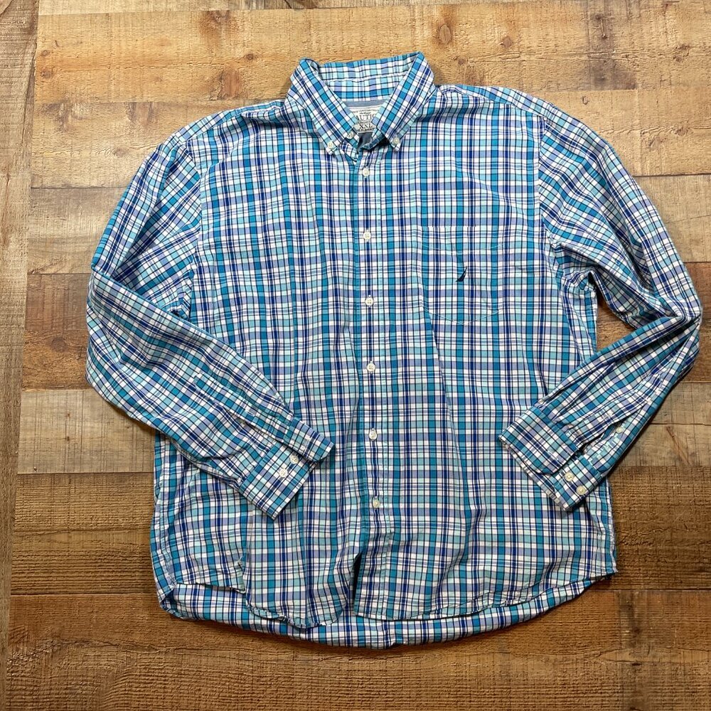 Nautica Men's Blue & White Button Down Shirt size XXL